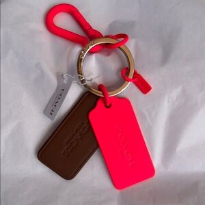 Coach Neon Pink and Brown Keychain